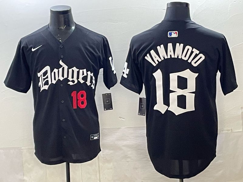 Men 2026 Nike Los Angeles Dodgers #18 Yamamoto Black Game MLB Jersey 017->los angeles dodgers->MLB Jersey